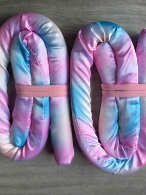 Set of 2 Heatless Satin Hair Curlers - Pink and Blue Ombre